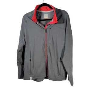 ICEBREAKER MERINO Mens L Geometric Pattern Full Zip Jacket Red